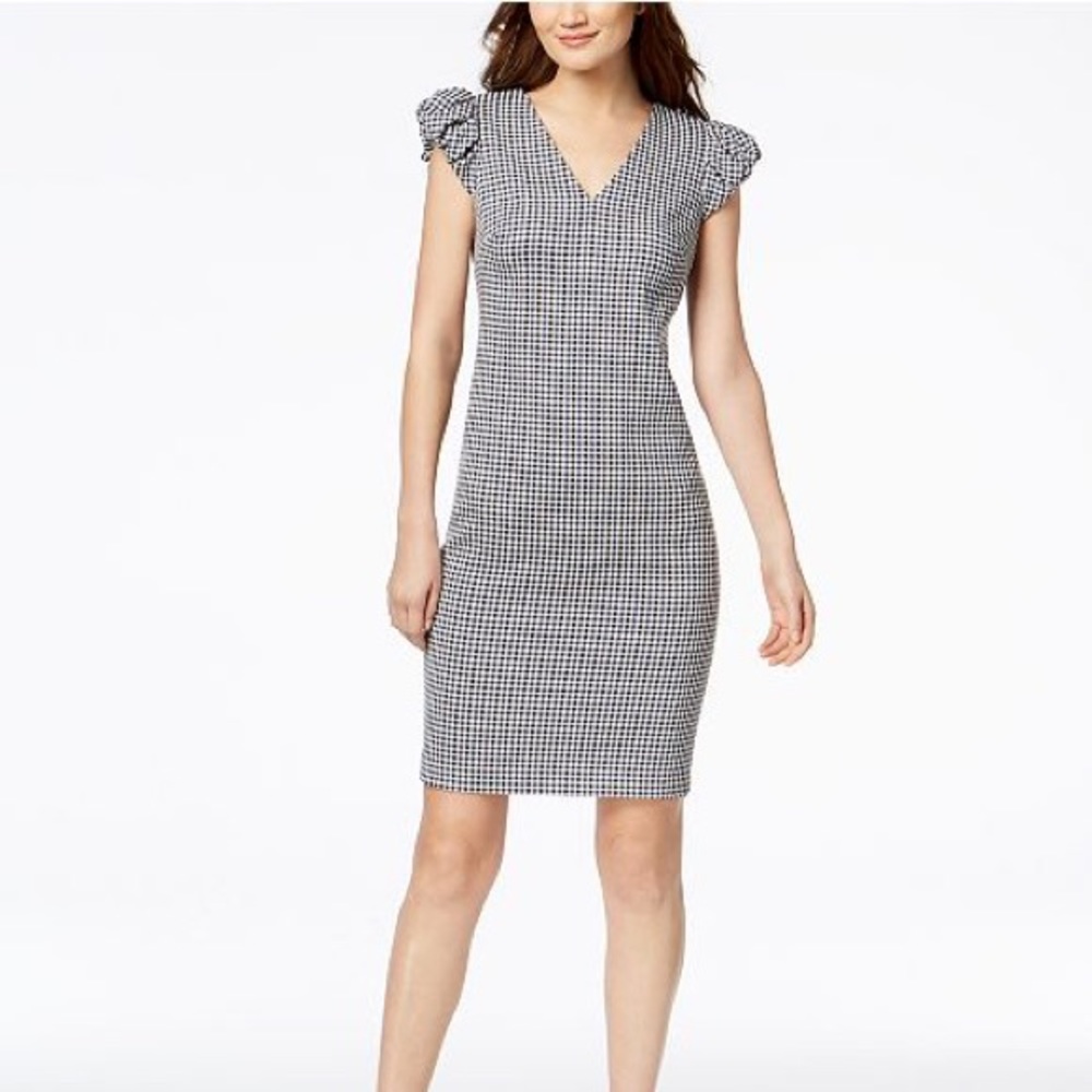 Calvin Klein Gingham Sheath Midi